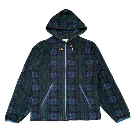 Vintage 90s L.L. Bean Patterned Fleece Hoodie | Geometric Abstract