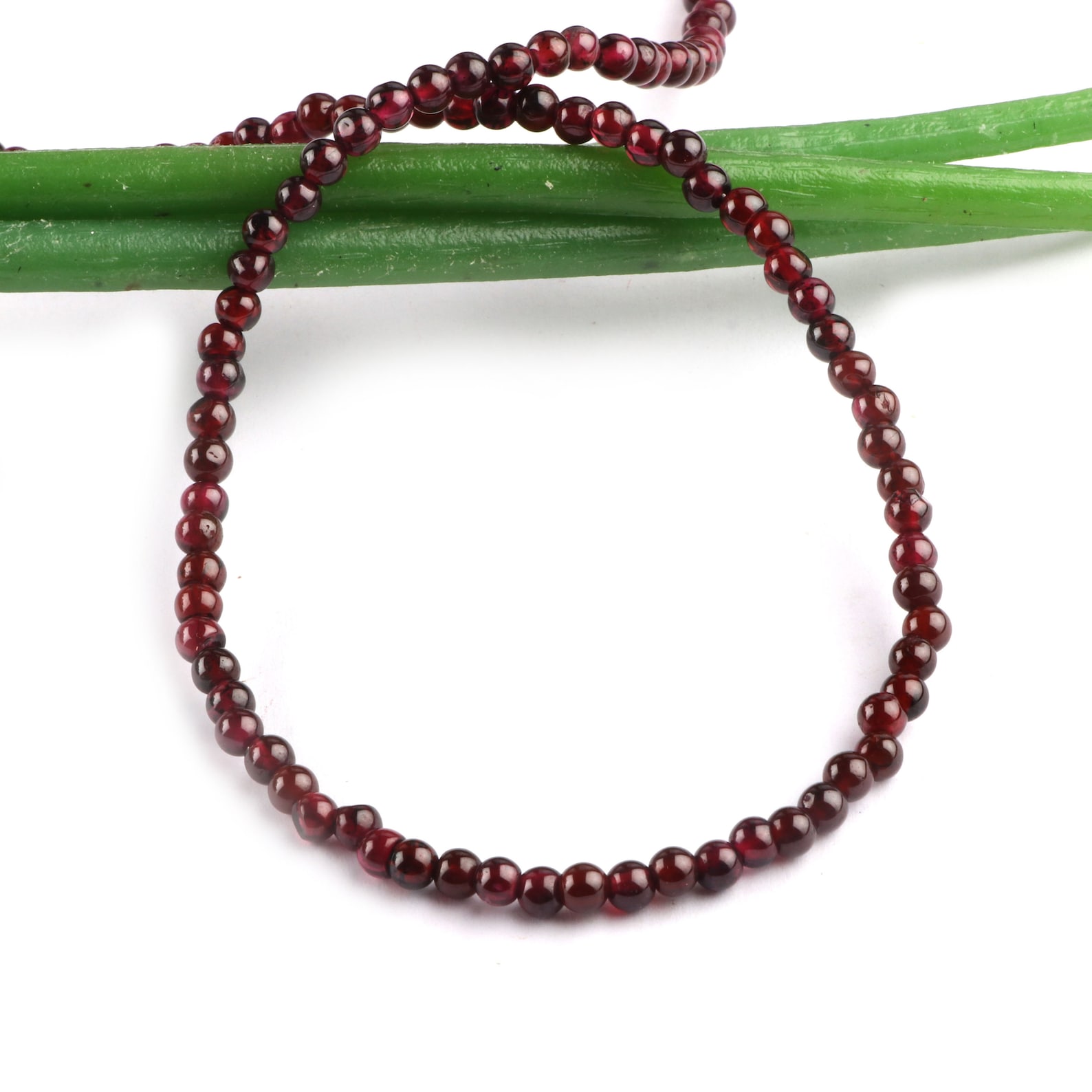 Natural Garnet Beaded Necklace 4mm Red Garnet Beads Necklace | Etsy