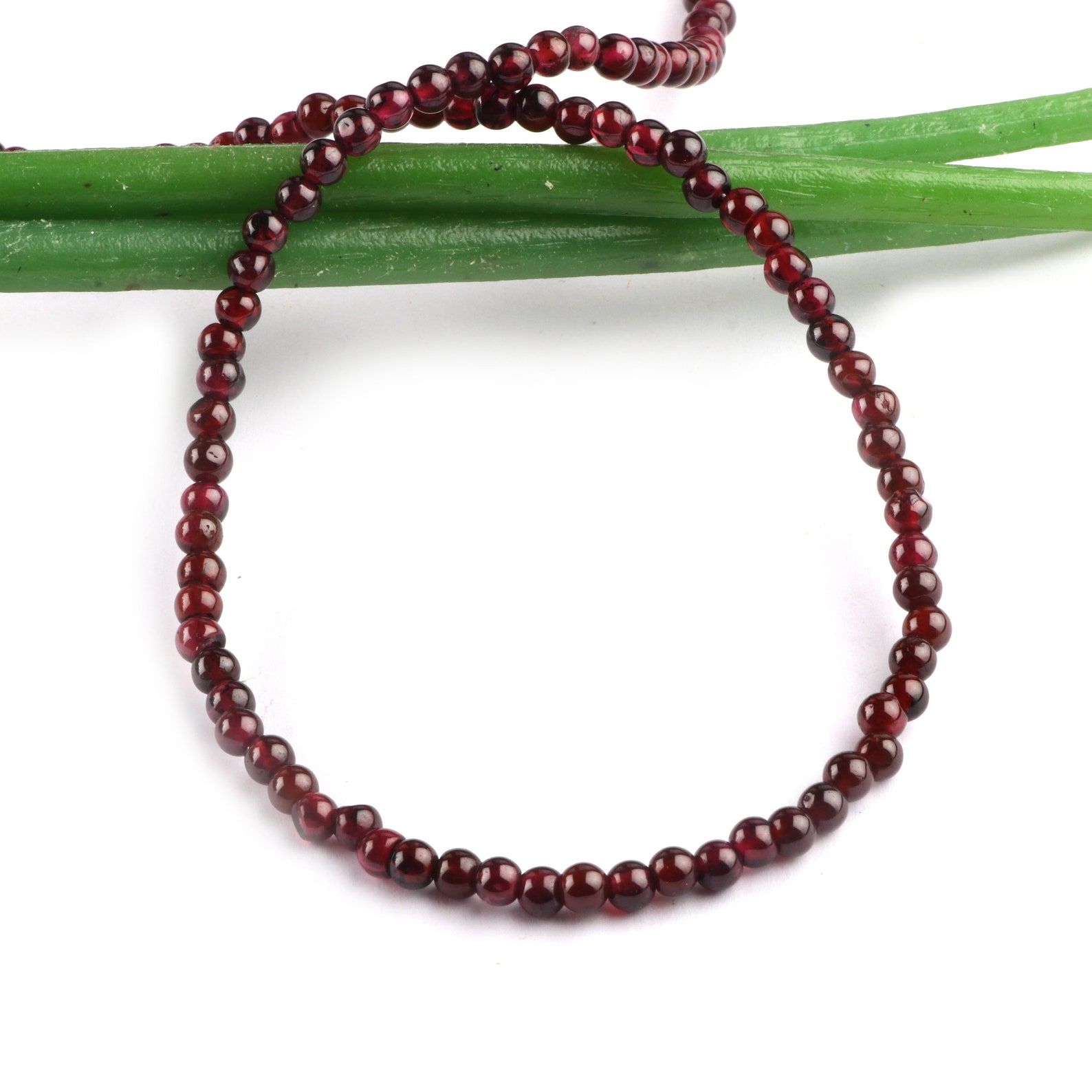 Natural Beaded Necklace 4mm Red Beads Necklace Etsy