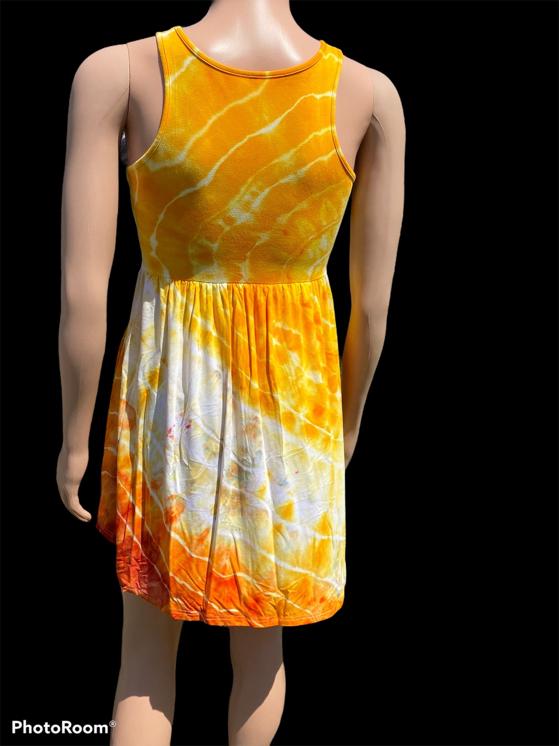 Yellow and orange rayon dress with full sized pockets Etsy