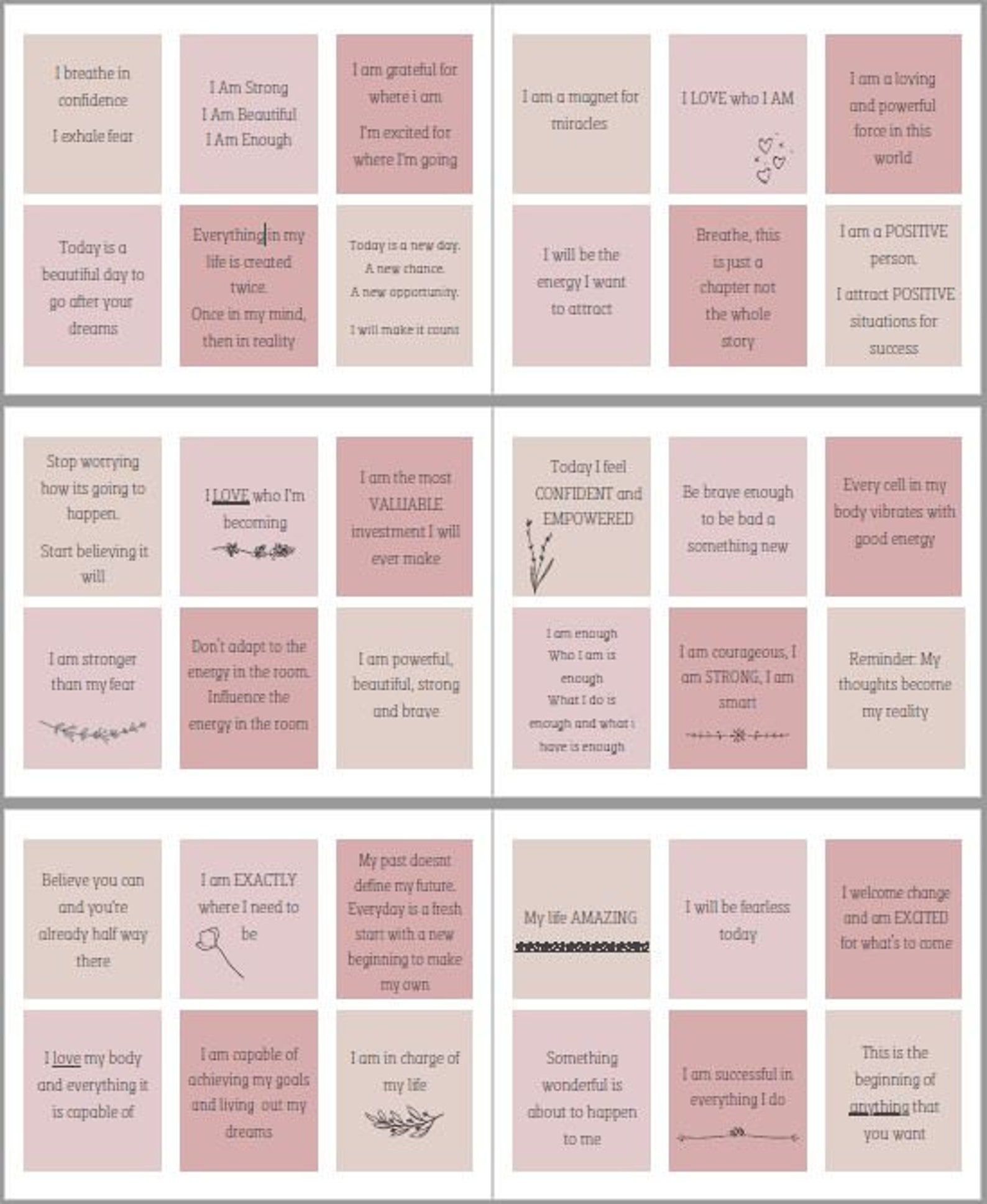 Positive Affirmation Cards Printable - Etsy