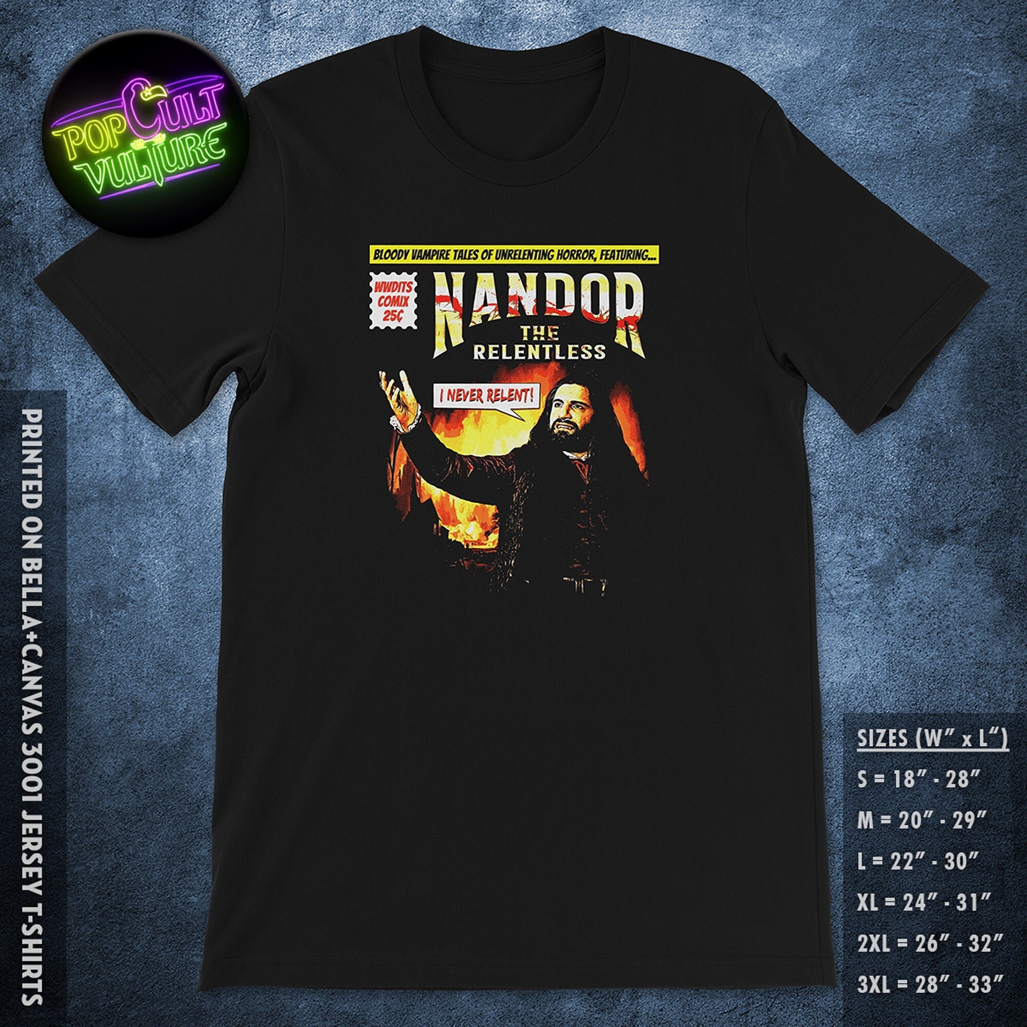 Nandor The Relentless- Comic Book Cover T-shirt - WWDITS - Vampire - Black Short Sleeve Tee - What We Do in the Shadows
