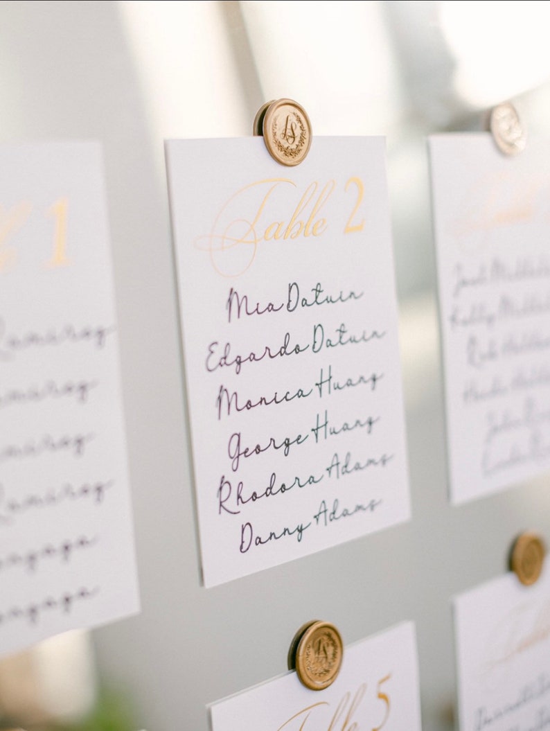 Seating Chart Wax Seal Writing Wedding Quince Debut Etsy