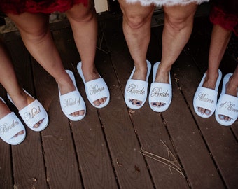 Personalized Bride slippers, wedding slippers, bridesmaid slippers, bridesmaid gifts