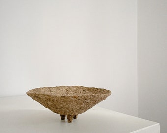 Three Legged Organic Texture Papier-Mâché Bowl