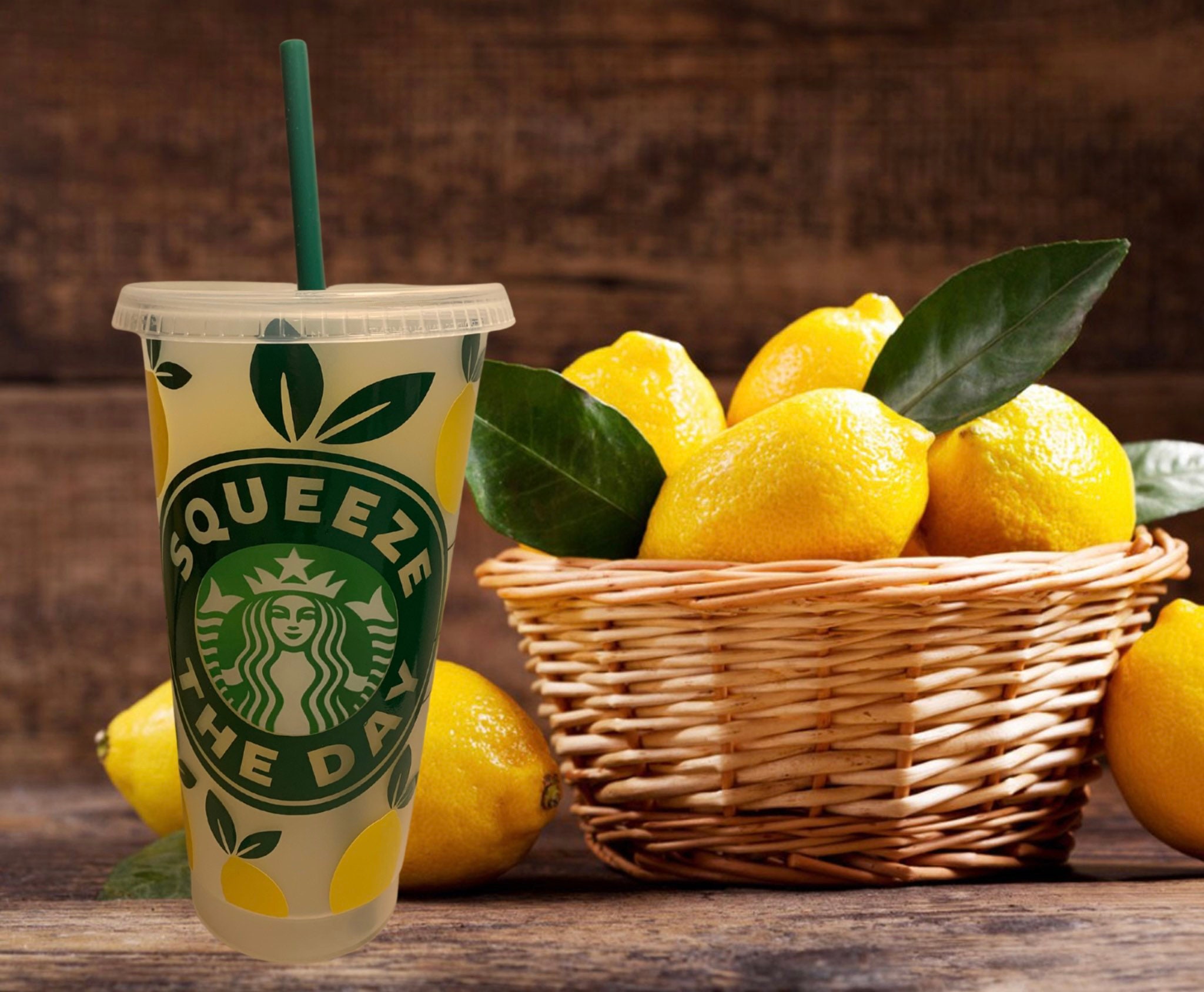 Squeeze the Day Lemons 24 oz Starbucks cold cup Etsy