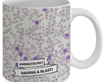 Caneca de café engraçada para hematologia, caneca científica personalizada, xícara de chá personalizada para tecnologia de laboratório, microscopia hematológica, presente para técnico de laboratório, diversão garantida