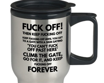 Caneca de merda, caneca de viagem engraçada de fuckosaurus, xícara de chá isolada inadequada e rude, ideia engraçada de presente