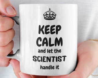 Mantenha a calma caneca de café cientista, xícara de chá cientista de laboratório médico, presente para cientista, presente científico, presente para técnico de laboratório