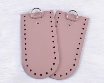 Set of genuine leather base for crochet bag, side fasteners. Shoulder bag. Stylish bag DIY handmade bag. Details for weaving cross-body