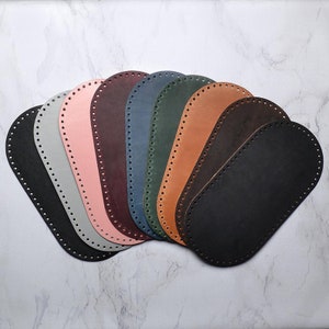The bottom 30x15 for the bag oval, leather base for crochet bag, backpack or knitting basket Genuine leather. How to tie bag to the bottom