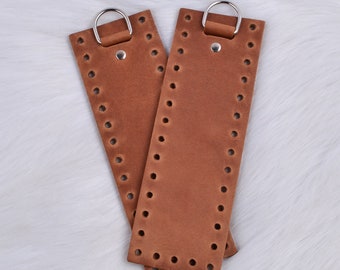 Set rectangular for crochet bag side fasteners made of genuine leather . Shoulder bag. Stylish bag with your own hands. Details for weaving