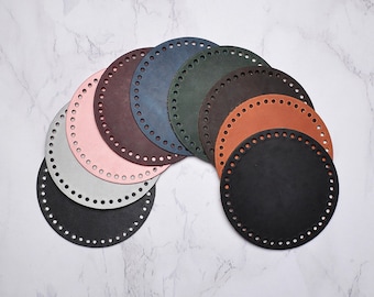 Bottom 16 cm for bag, backpack or home basket made of genuine leather. Round leather base,  blank for knitted and crochet handmade bag.