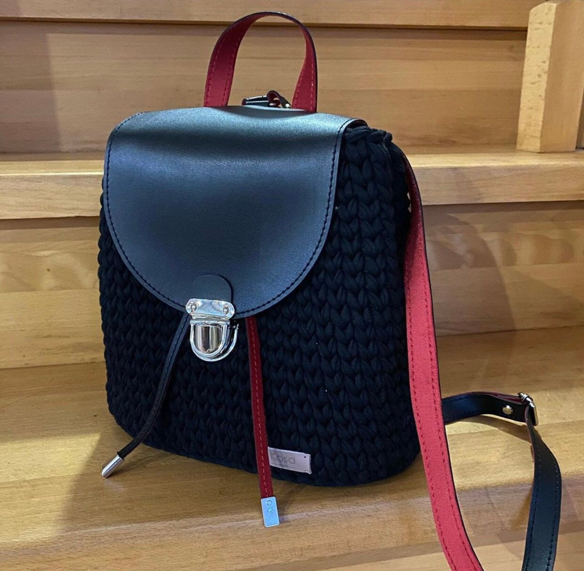 Eco Leather Kit for knitting Backpack DIY Full kit for Etsy