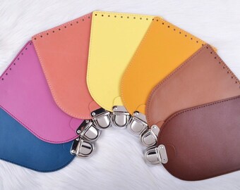 Leather base for crochet bag 20x14cm made of genuine leather. Top for bag or backpack. How to tie a bag, Cap for bags, DIY handmade bag