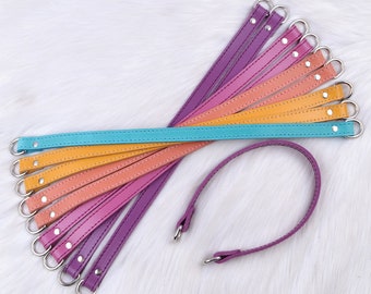 Handle for bag on half rings made of genuine leather 40x1.5 cm. Handle for bag. Tie a bag over your shoulder. Leather strap for fix the bag