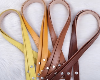 Set of handles with fastening on a screw for bag made of genuine leather 70х2см. 2 handles for the shopper bag. How to tie bag with handles.