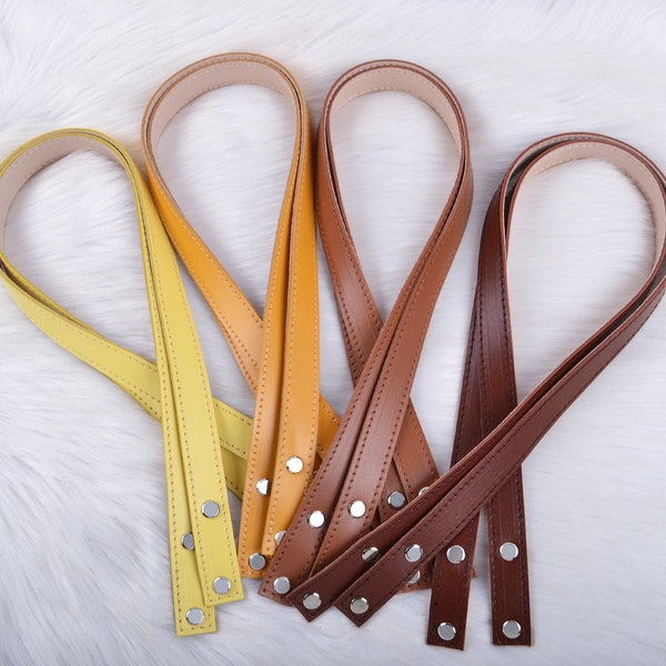 Set of handles with fastening on a screw for bag made of genuine leather 70х2см. 2 handles for the shopper bag. How to tie bag with handles.