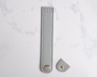 Faux leather buckle for bag with button made. Leather clasp for crochet, Detail for closing bag. Shoulder bag to tie shopping bag, wallet PU