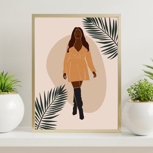 Boho Woman Art Print, Black Girl Poster, African American Woman print, Black Woman Printable Wall Art, Boho Woman Art Print, Afro Woman SVG
