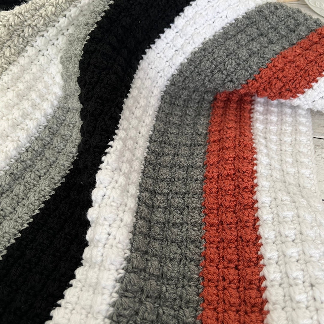 Gray Rust and Black Baby Blanket Crochet Baby Blanket Etsy