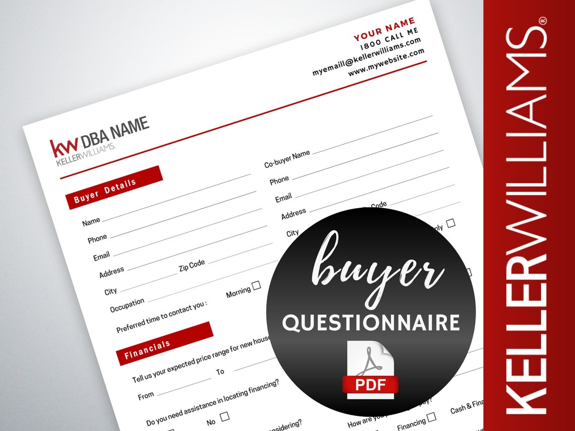 keller williams real estate buyer questionnaire template