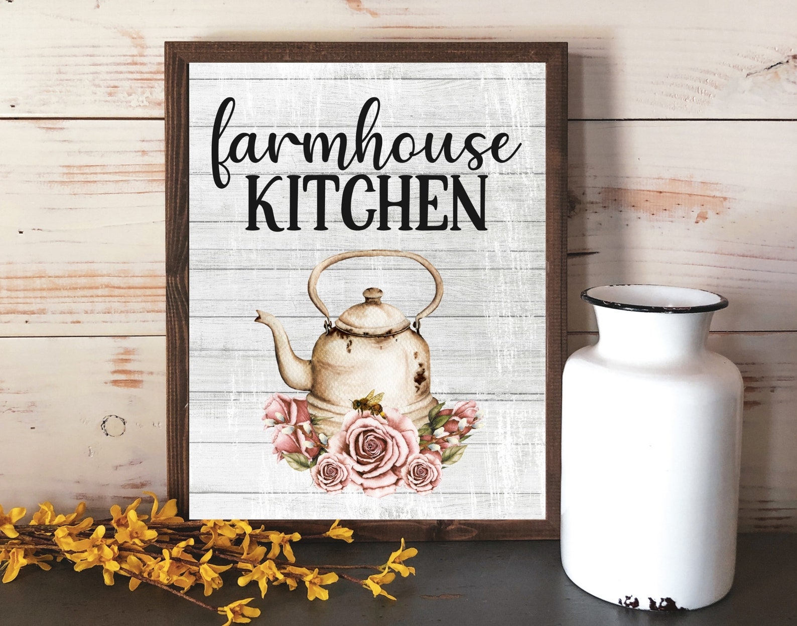 Kitchen Tea Wall Art Decor. Teapot With Flowers Wall Print. | Etsy