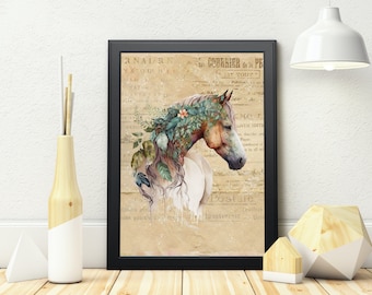 Horse Watercolor Print, Horse Portrait, Colorful Horse Wall Art, Equestrian, Wall Art Print, Gift for Her, Horse Decor, Horse Painting