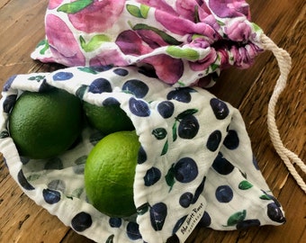 Reusable organic cotton double gauze produce bags