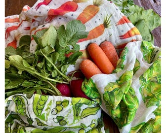 NEW DESIGNS!! Reusable organic cotton double gauze produce bags