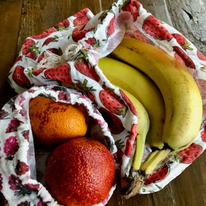 Berries and Lemons - Reusable organic cotton double gauze produce bags
