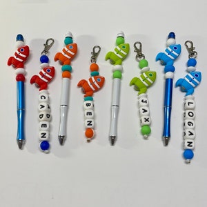 Rocket Backpack Charm, Pen Set/Rocket Backpack Tag/Custom Backpack Tag, Custom Backpack Charm/Silicone Bead Backpack Charm