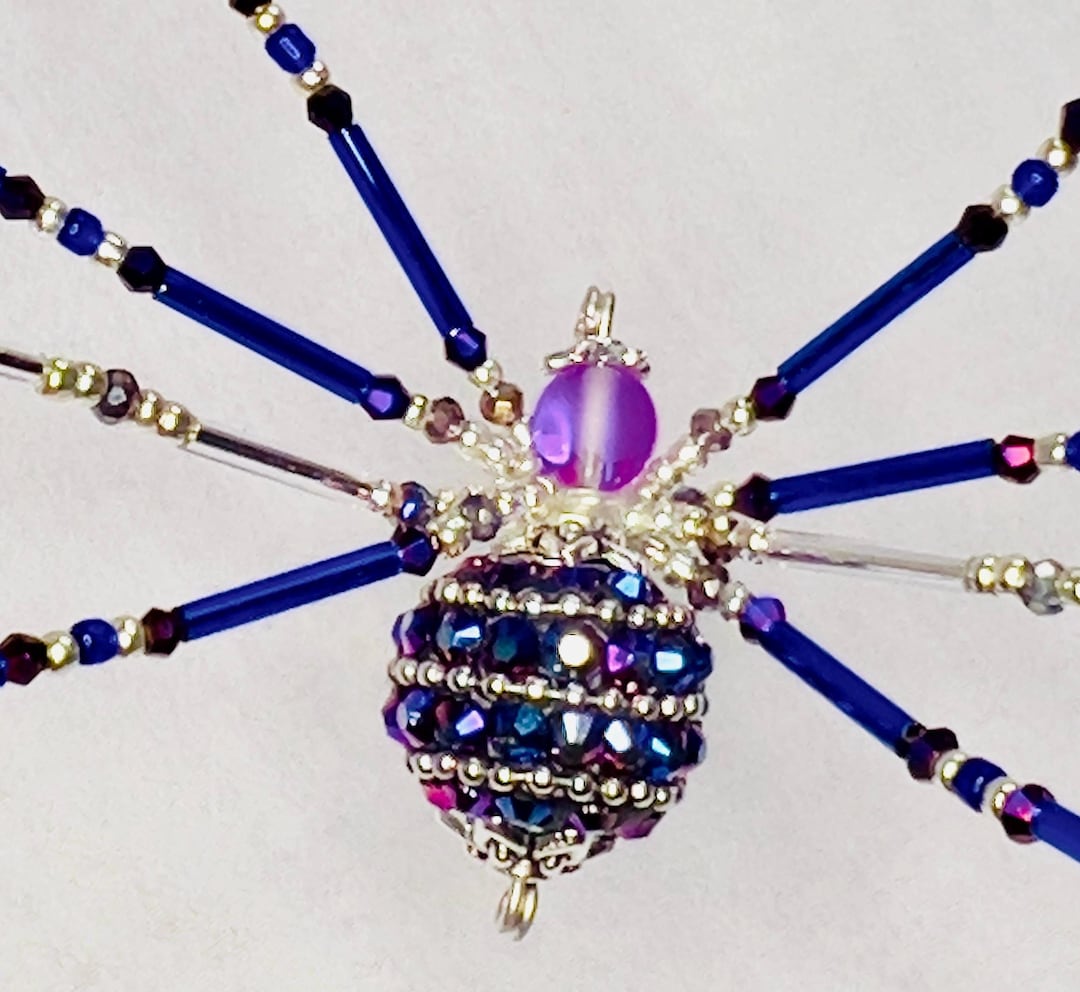 Handcrafted Fancy Blue/silver Lg. Beaded Spider - Etsy