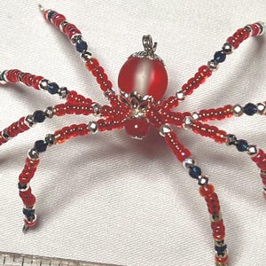 Handcrafted Red Beaded Wire Spider