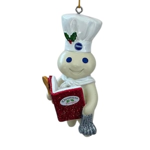 Vintage Danbury Mint Pillsbury Doughboy Glitter Holiday Christmas Ornament