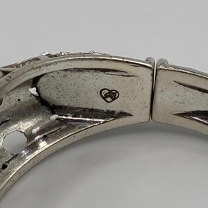 Brighton Silver-Tone Crystal Openwork Hinged Bangle Bracelet Size 7 image 6