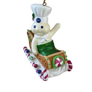 Vintage Danbury Mint Pillsbury Doughboy Glitter Holiday Christmas Ornament