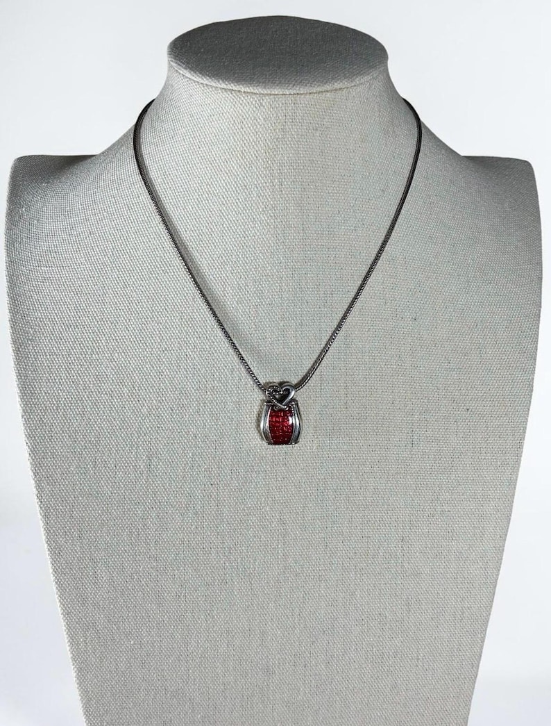 Brighton Silver-Tone Red Enamel Heart Pendant Necklace image 2