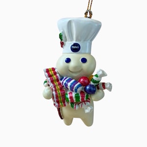 Vintage Danbury Mint Pillsbury Doughboy Glitter Holiday Christmas Ornament