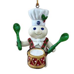 Vintage Danbury Mint Pillsbury Doughboy Glitter Holiday Christmas Ornament