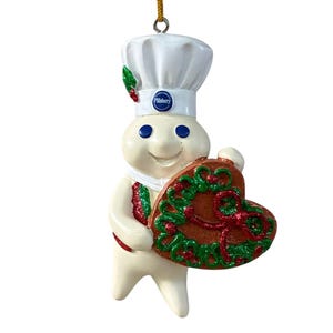 Vintage Danbury Mint Pillsbury Doughboy Glitter Holiday Christmas Ornament