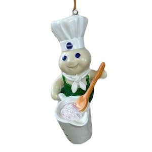 Vintage Danbury Mint Pillsbury Doughboy Glitter Holiday Christmas Ornament