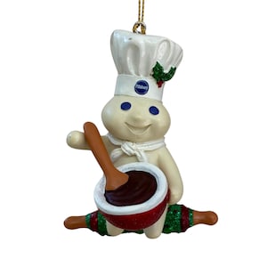 Vintage Danbury Mint Pillsbury Doughboy Glitter Holiday Christmas Ornament