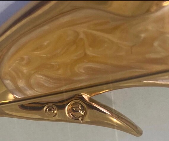 Vintage Swarovski Signed Swan Gold-Tone Crystal & Pearl Calla Lily Brooch View 6