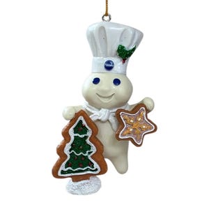 Vintage Danbury Mint Pillsbury Doughboy Glitter Holiday Christmas Ornament