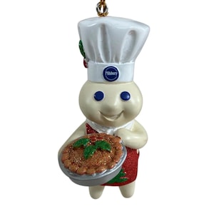 Vintage Danbury Mint Pillsbury Doughboy Glitter Holiday Christmas Ornament