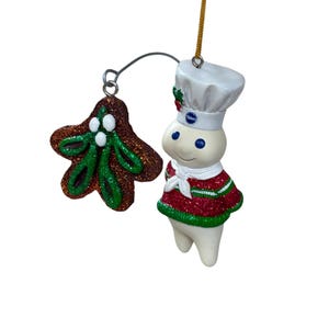 Vintage Danbury Mint Pillsbury Doughboy Glitter Holiday Christmas Ornament