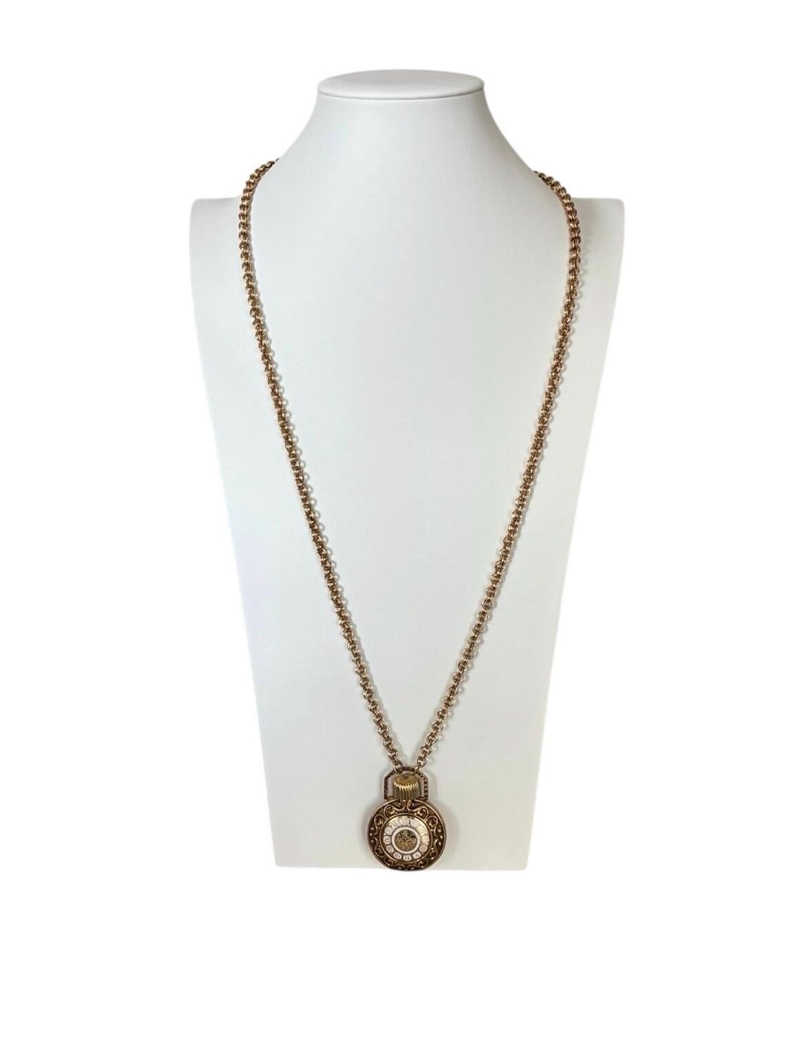 Vintage Avon Gold-tone Perfume Pocket Watch Style Pendant  display picture 1