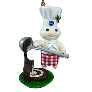 Vintage Danbury Mint Pillsbury Doughboy Glitter Holiday Christmas Ornament