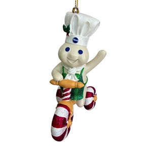 Vintage Danbury Mint Pillsbury Doughboy Glitter Holiday Christmas Ornament
